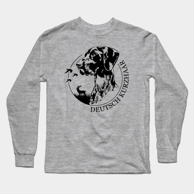 Deutsch Kurzhaar dog portrait Long Sleeve T-Shirt by wilsigns